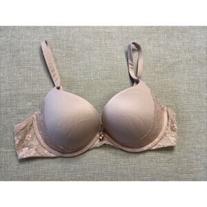 Victorias Secret Body By Victoria Lace Bra 38B Pink Sparkle Padded Push Up